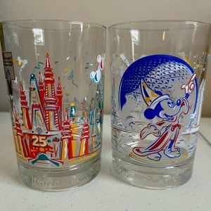 2 1996 Disney World 25th Anniversary glasses